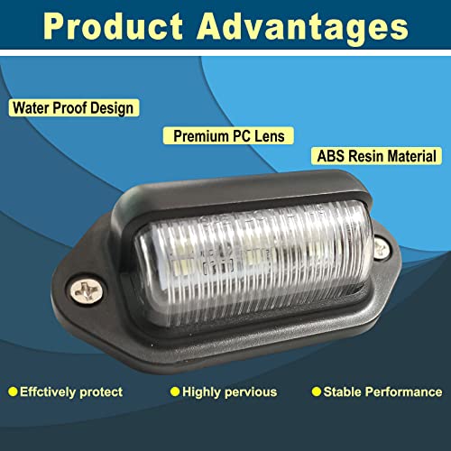 20PCS White LED License Plate Light, 12V-24V DC Waterproof Lamp Taillight - color: White, size: 20pcs LED license plate light