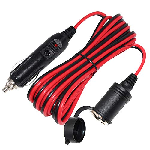 SPARKING 20FT Cigarette Lighter Extension Cord 20FT - Male Plug to Female Socket 16AWG Heavy Duty Extension Cable with LED Lights Power for Tire Pump, Air Compressor - size: 20FT