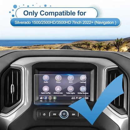 2022-2025 2026 Silverado 1500 2500 3500 Screen Protector for (WT/Custom/Custom Trail Boss) (7Inch Touchscreen), 9H Tempered Glass 2025 Chevy Silverado Accessories Anti-Scratch&HD Transparent 7" - color: 7" Navi