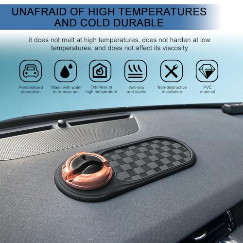 Multifunction Car Anti-Slip Mat, Car Anti Slip Mat Phone Holder, Dashboard Mobile Phone Holder with Temporary Parking Number, Rotatable Dashboard Mat for Sunglasses Keys Gadgets (Gray+Gold) - color: Gray+Gold