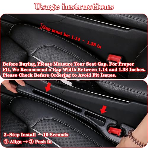 Car Seat Gap Filler Organizer of 2, 2 in 1 Car Gap Filler (Black) - color: Black