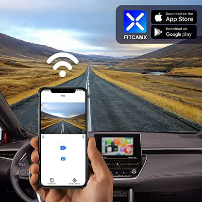 Fitcamx Front 2K+Rear 1080P Dash Cam Adapts for Toyota Corolla Cross 2023-2026 Hybrid (NOT Corolla), OEM Style, Dual HD Video, Built-in WiFi & APP, Loop Recording, G-Sensor, Easy to Use, 64GB Card - style: Front 2K+Rear 1080P