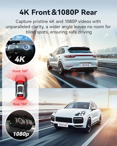 REDTIGER F9 4K Dash Cam Front and Rear 1080P, 5.8GHz WiFi & Smart App - size: F9 Front and Rear - No Card
