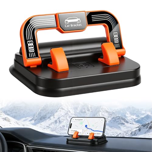 Car Phone Holder 360 Degree Rotation,Suction Cup Fixed Non-Slip Mobile Phone Holder Suitable (Orange) - color: Orange