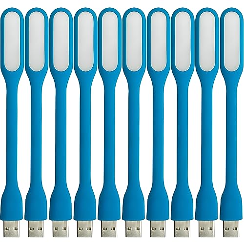 USB LED Light Lamp for Power Bank, Portable Eye Care Mini Night Light with Flexible Arm, USB Gooseneck Reading Lamps Book Light,Compatible for Desktop, Notebook Laptop (10-Blue) - color: 10PCS-Blue