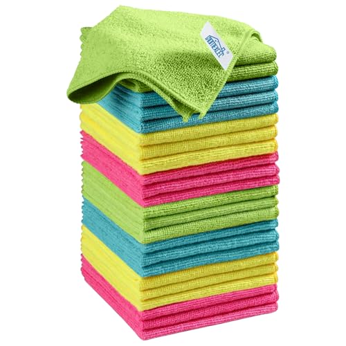 HOMEXCEL 24PK Microfiber Cleaning Cloth, Cleaning Rag for Home, 11.5x11.5in - color: Multicolor