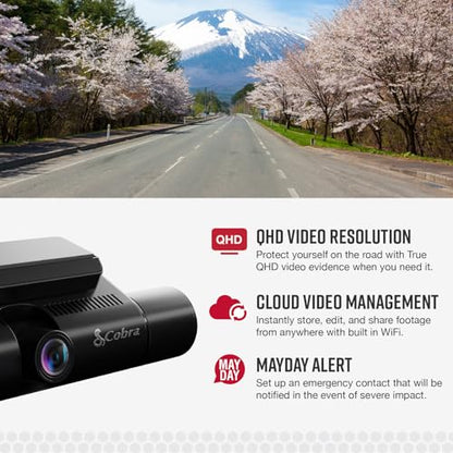 Cobra Smart Dual View Front and Cabin Dash Cam (SC 220C), 360 Alerts - style: Front and Cabin View