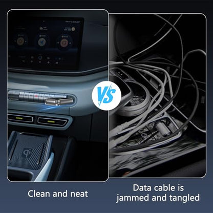 Wireless CarPlay Adapter, 2-in-1 Wired to Wireless CarPlay/Android Auto Converter, Plug & Play, Siri Control, Universal Compatibility for 1000+ Cars, iPhone & Android (Silvery Grey)
