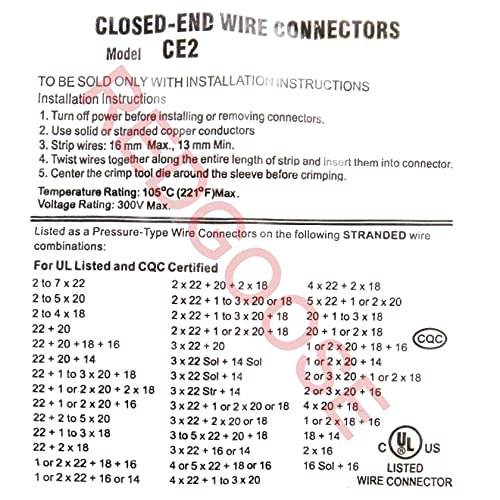 500PCS Closed End Crimp Connector 26-12 AWG Nylon Wire Connectors Crimp Cap Wire Terminals(26-18AWG 200PCS, 26-16AWG 200PCS, 26-12AWG 100PCS) - style: Kit-600