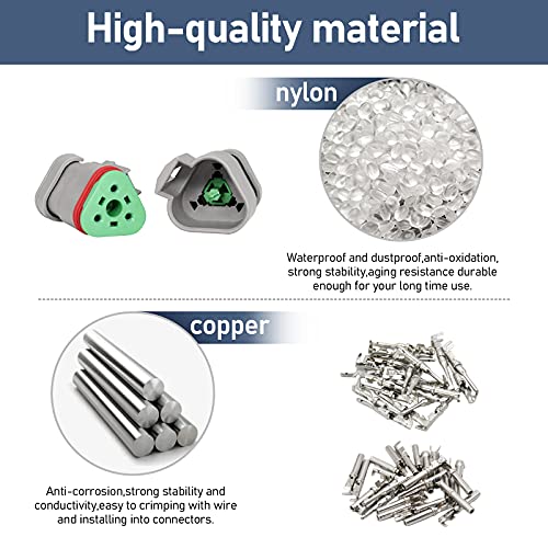 5 Kit 3 Pin Way Deutsch DT Series Connector, 16-20 AWG Waterproof Electrical Wire Plug, DT04-3P DT04-3S DT Kit - size: DT 3pin Without wires