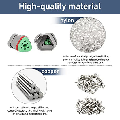 5 Kit 3 Pin Way Deutsch DT Series Connector, 16-20 AWG Waterproof Electrical Wire Plug, DT04-3P DT04-3S DT Kit - size: DT 3pin Without wires