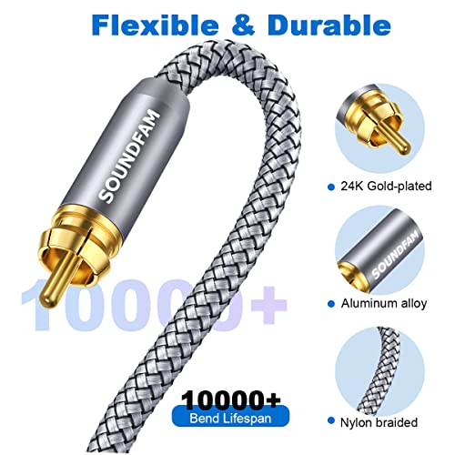 RCA Subwoofer Cable 6ft/2M RCA Cable Male to Male Gold Plated Connector for Subwoofer,Home Theater,Amplifier,TV-Grey - size: 6ft/2M, style: Subwoofer M/M