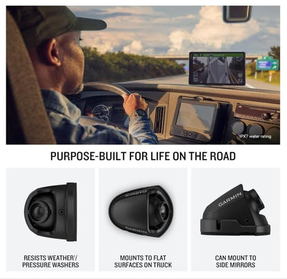 Garmin dezl DualView Camera System, LGV GPS Truck sat nav, Blind spot Monitor, Live View of Your Truck Sides, Rugged IPX7, Adjustable Lenses w/ Wearable4U Power Car/Wall Bundle
