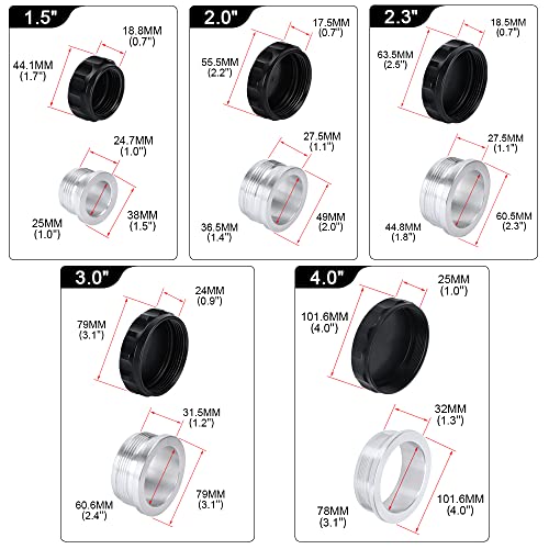 PTNHZ OD 4"/101.6mm Aluminum Alloy Weld Billet On Filler Neck Cap Oil Fuel Water Tank Black - size: 4"