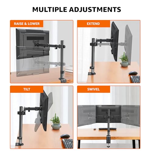 Amazon Basics Single Computer Monitor Stand with Tilt and Rotation,Height Adjustable VESA Desk Arm Mount,Steel,30 inches,Black,(Pack of 6) - size: 30 inches (Pack of 6)