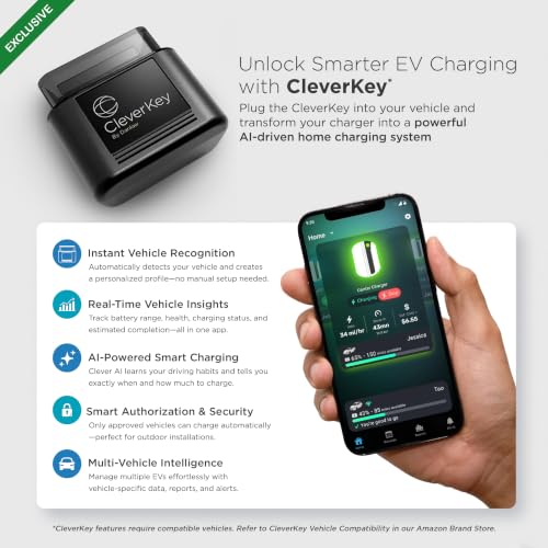 CleverCharge Level 2 EV Charger, 48A/240V, Hardwired, J1772 Connector