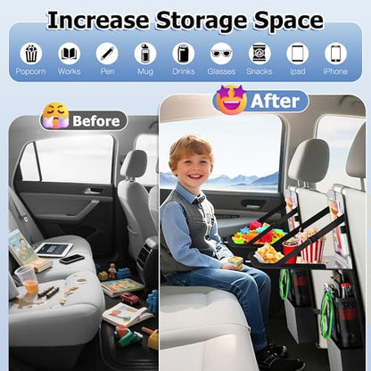 KaiCross Car Backseat Organizer with Table Holder,10 Storage Pockets Backseat Car Organizer and Storage with 600D Oxford Cloth,Travel Essentials,Kick Mats Back Seat Protector-2 Pack - size: 2 Pack