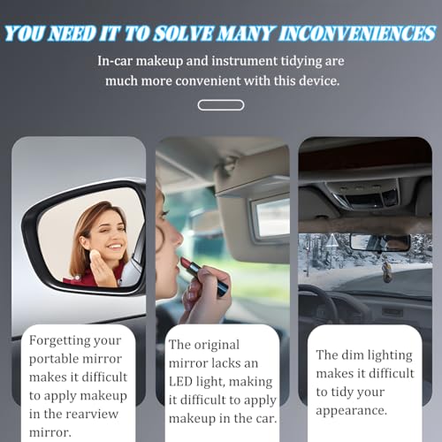 Car Sun Visor Vanity Mirror, Clip-on Vehicle Sun Shading Cosmetic Makeup Mirror, HD Automotive Interior Vanity Looking Glass for Women Girls, Universal for SUV RV Truck
