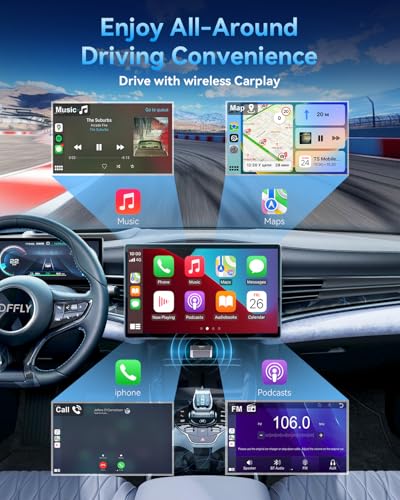 2026 Upgraded 2 in 1 Wireless CarPlay & Android Auto Adapter, USB A/C Dongle Convert Factory Wired for iOS 10+ & Android 11+(Black)
