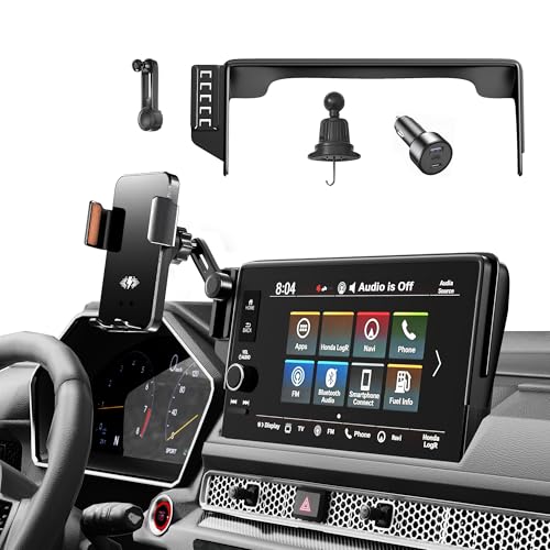 Car Phone Mount for 2023-2026 Honda CR-V & HR-V, Smart Auto-Clamping on 7/9" Touchscreen, 15W Wireless Fast Charging, Premium Aluminum Holder, Without Blocking Airflow - size: for Honda CR-V/HR-V | 2023-2026