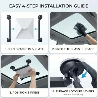 Mini Suction Cup Mount – Excellent, Reliable Car Window & Sunroof Mount for Starlink Mini, Strong Suction for Stable Signal on RVs, Boats, and Road Trips, Tool-Free Installation (Black)