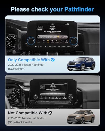 (2PCS) 2022-2025 Pathfinder Screen Protector For Nissan Pathfinder (SL/Platinum) 9Inch Touchscreen, 2025 Pathfinder Accessories HD Transparent Infortainment Nano Film NO Fingerprint&Scratches [Not for Pathfinder 8Inch]