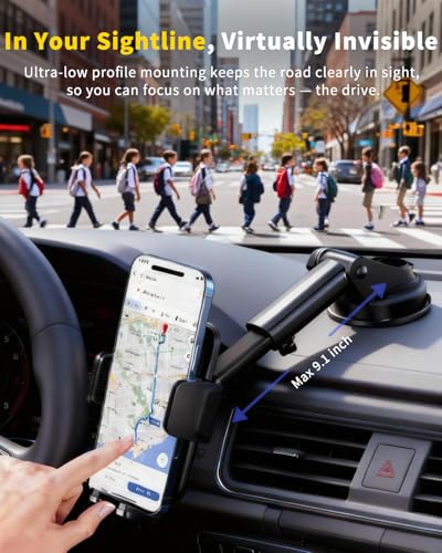 NO.1 Best【Fixed Integrated 122lb】Military-Grade Car Phone Holders Windshield Dashboard Vent【Upgraded Suction & Clip】Cell Phone Mount with Patent & Safety Certs for iPhone 17 Pro Max 16 15 Samsung
