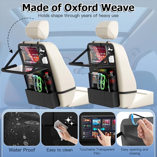 KaiCross Car Backseat Organizer with Table Holder,10 Storage Pockets Backseat Car Organizer and Storage with 600D Oxford Cloth,Travel Essentials,Kick Mats Back Seat Protector-2 Pack - size: 2 Pack