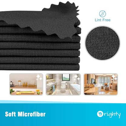 Orighty Microfiber Cleaning Cloth - 24 Pack, Black Cleaning Rags 12x11 inch - color: Black, size: 24 Pack