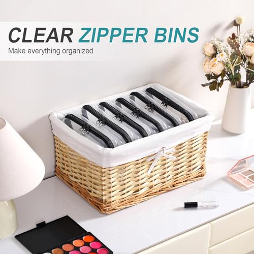 Sanwuta 6 Clear Hard Zipper Case, Black, 7.48 x 3.94 x 2 Inch - color: Black, size: 7.48 x 3.94 x 2 Inch