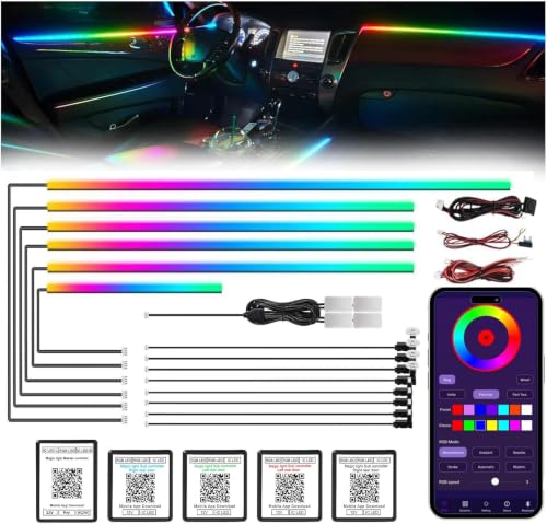 Acrylic Car Interior LED Lights, 18-in-1 RGB Fiber Optic Ambient Kit - size: Car Ambient Lighting Kit (18 in 1)