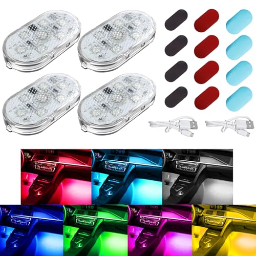 4PCS Wireless LED Lights for Car,7 Colors Magnetic Interior Light (4PCS) - size: 4PCS