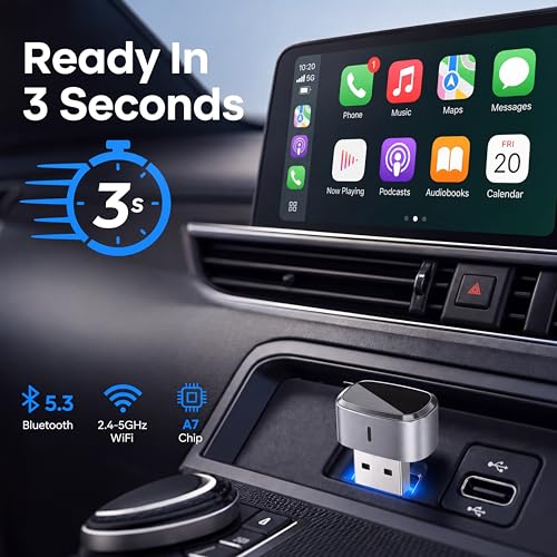 Apple CarPlay Wireless Adapter, Ultra-Compact Multi-User Auto-Connect