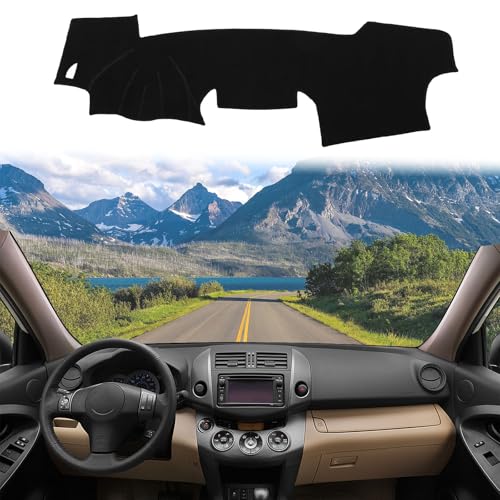 Dashboard Cover Suitable for Toyota RAV4 2006 2007 2008 2009 2010 2011 2012 Car Dashboard Cover Sun Visor Mat Non-Slip Polyester Dashboard Accessories (Black) - size: 2006-2012 For Toyota RAV4
