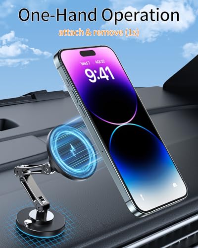 ZBF Magnetic Car Phone Holder Mount (360° Rotation) Cell Phone Car Holder, Phone Mount for Car Windshield Dashboard Hand Free Mount for iPhone 17 16 15 14 13 Pro Max All Smartphones - style: Non-Charging