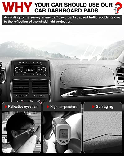 Autorder Dashboard Cover Mat for Dodge Grand Caravan 2011-2020 /Chrysler Town Country 2011-2016 Accessories Dash Cover Flannel Dash Mat Sunshade Glare UV Rays Protector - size: Black 11-20 Grand Caravan