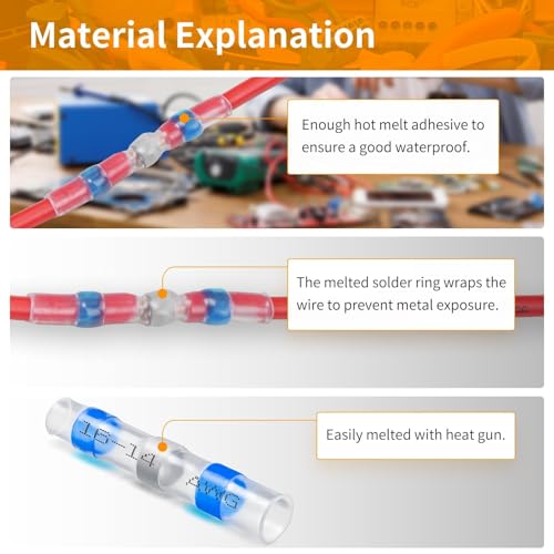 600PCS Solder Seal Wire Connectors, Heat Shrink Wire Connectors Kit, Waterproof Heat Shrink Butt Connectors for Marine Automotive Boat Truck RV Wiring, AWG 26-10, 5 Sizes