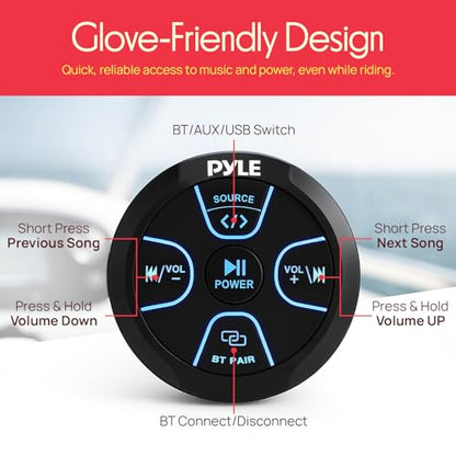 Pyle Amplified Wireless BT Audio Controller - 300 Watt Waterproof Rated Marine Receiver Remote Control for Car, Truck, Boat, 4x4, PowerSport Vehicles, Full Range Stereo Sound Reproduction -PLMRBT20