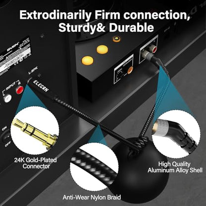 Elecan 135 Degree 1/8 Inch 3.5 MM AUX Cable Headphone Cord Wire 10 Ft/2 Pack, Angled Hi-Fi Sound Thin&Slim Braided TRS Stereo Audio Beats Cable for Car,Home Stereos, Speaker,Phones - size: 10FT-2PK, style: 135 Degree Angled to Straight