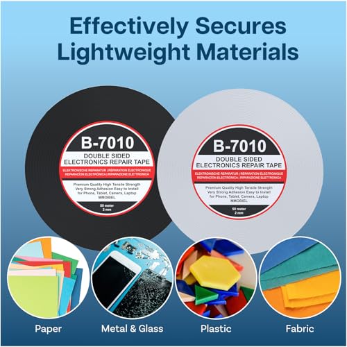 MMOBIEL Double Sided Adhesive Tape 2mm 2 x 50m Roll (Black & White) Ultra Strong Mounting Tape for LCD Screen Repair, Smartphone Tablet Laptop Glass Fix – Total 100m (328ft) - color: Black & White, size: 2 mm