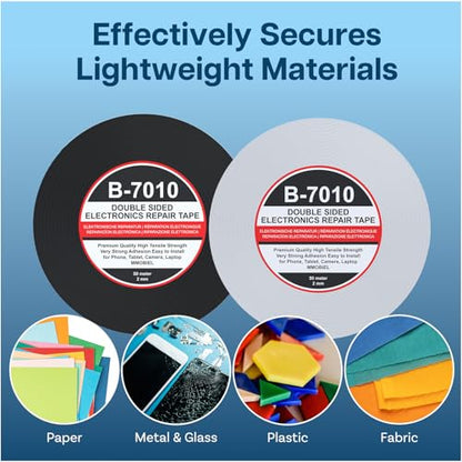 MMOBIEL Double Sided Adhesive Tape 2mm 2 x 50m Roll (Black & White) Ultra Strong Mounting Tape for LCD Screen Repair, Smartphone Tablet Laptop Glass Fix – Total 100m (328ft) - color: Black & White, size: 2 mm