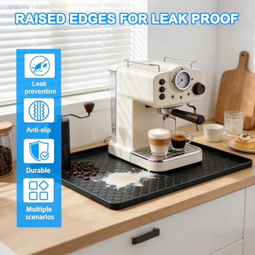 Silicone Mini Fridge Mat Refrigerator Floor Protector Drip Tray with Raised Edges Waterproof Non-Slip Appliance Pad Mini Fridge Mat for Carpet Washing Machine Water Cooler 19.7"x19.7" Black - size: 19.7"x19.7" Black