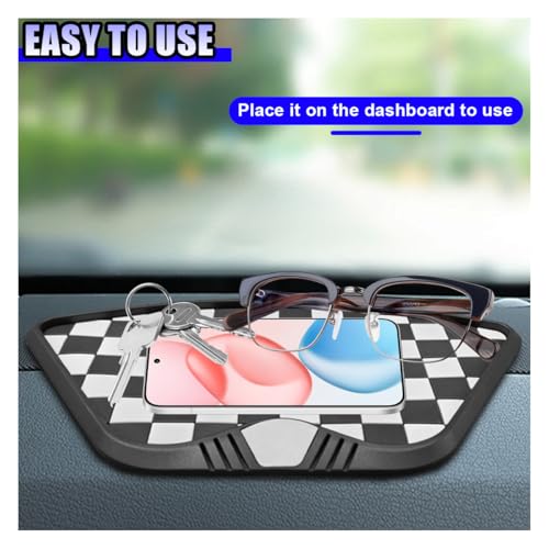 YoRise Car Dashboard Non Slip Mat, 10.62'' x 5.98'' PVC Sticky Dash Pad, Cell Phone Holder Adhesive Mat, Car Dash Gripping Pad Storage Tray for Keys, Sunglasses, GPS (Blackwhite) - color: BlackWhite