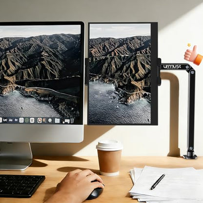 Urmust Portable Monitor Stand 15.6" Dual Arm iPad Stand for Desk - size: 2 Arm Pro-Up to 18.5"