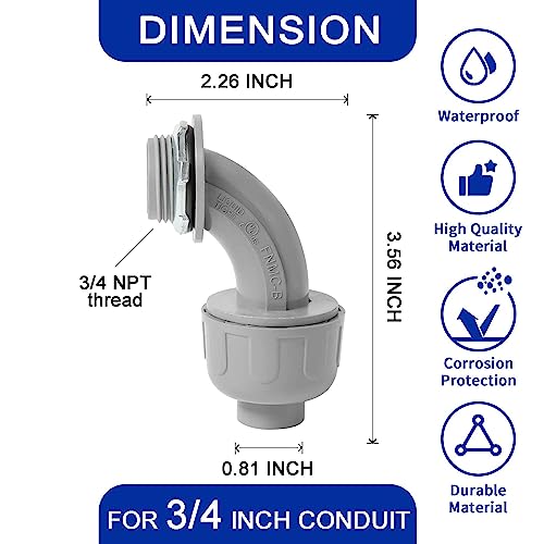 (3/4" Conduit Parts 60 Pack) Yariwiz 3/4 PVC Electrical Conduit Fitting Plastic Liquid Tight Conduit Connector Kit, Include 20 Conduit Couplings, 20 Conduit 90 Degree Elbows and 20 Conduit Straps - style: 3/4" Part Kit-60 Pack
