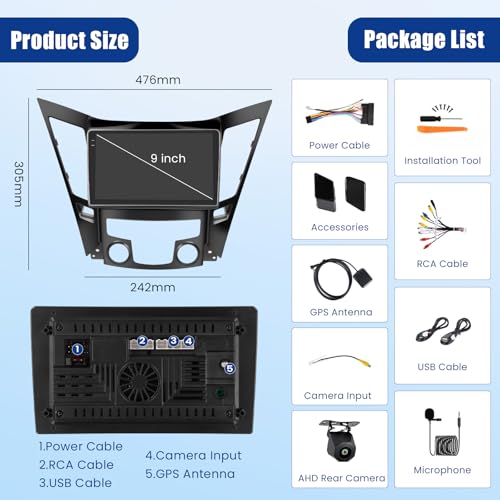 Android Car Stereo for Hyundai Sonata 2010-2014 CarPlay Android Auto - style: 4-Core 4+64G