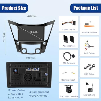 Android Car Stereo for Hyundai Sonata 2010-2014 CarPlay Android Auto - style: 4-Core 4+64G