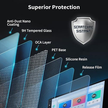 dasaita 9 inch Large Screen 203X123mm Tempered Glass Screen Protector Display Monitor Glass Film for 2 DIN Car DVD GPS Head Unit Global Navigation System - size: 9inches