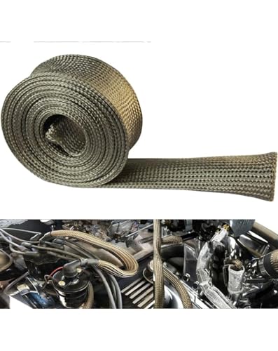 Fuel Line Heat Shield Wire Heat Shield Heat Shield Sleeve Auto Hose Spark Plug Wire Heat Shield diesel heater exhaust sleeve 2500 Degree for Car&Auto Wire Loom Brake Cable (1/2"IDX10'Titanium) - color: Titanium, size: 1/2" ID X 10'
