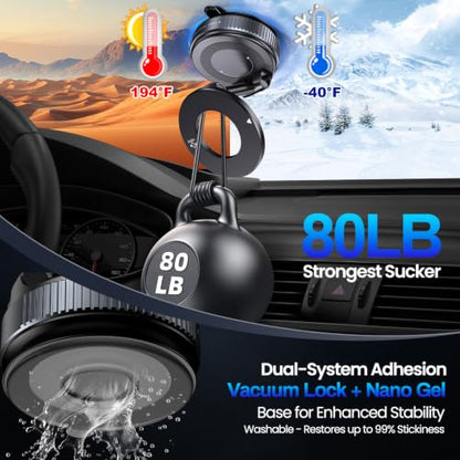 Jikasho Magnetic Phone Holder for Car, Suction Cup Phone Mount for Magsafe - color: Stellar Gray